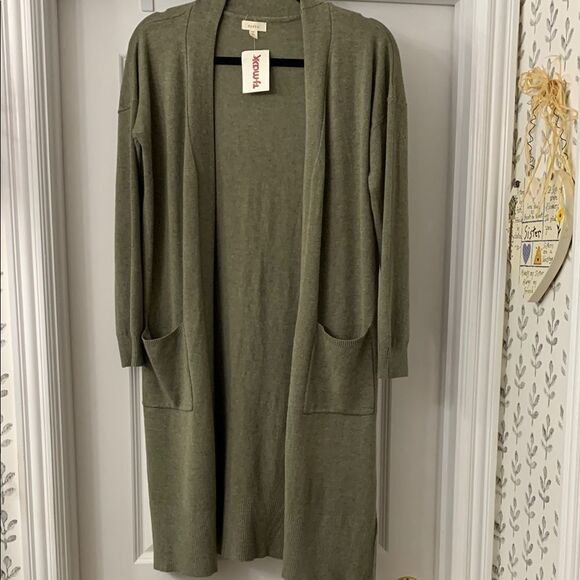 Debut Sage/Olive Green Open Front Cardigan Sweater - Picture 1 of 8